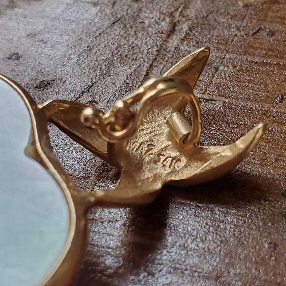 MAZ 14K Yellow Gold Mabe Pearl Crossed Heart Large Pendant - Picture 5 of 7